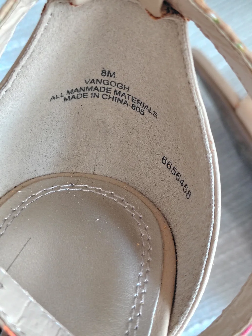 Impo Van Gogh Wedge Sandals Size 8 Nude Champagne Confetti Print Comfort